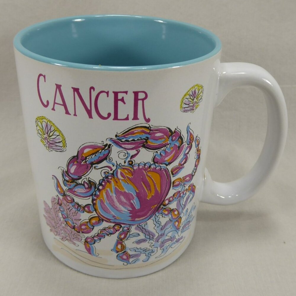 Secret Garden Cancer Zodiac Astrology Jumbo Coffee Mug Cup Crab Blue Interior